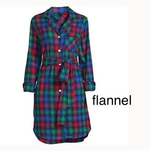 LANDSEND Wms 3/4 Sleeve Flannel Sleepshirt Nightgown/Robe/Lounging